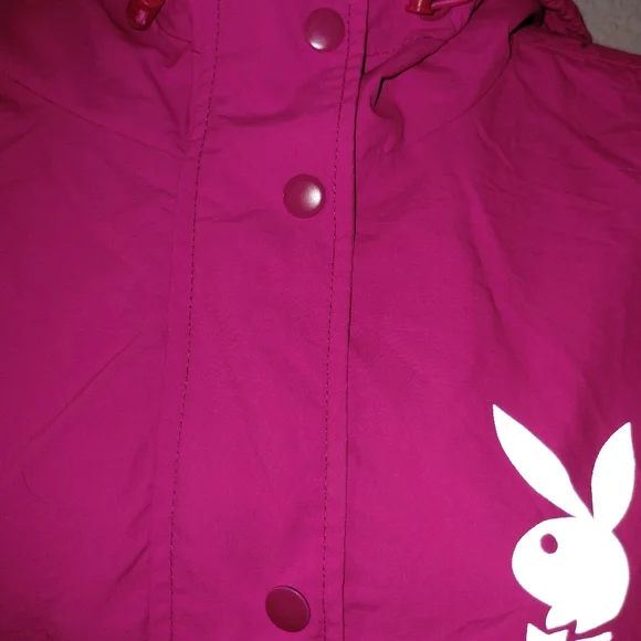 PLAYBOY by PACSUN Hot Pink Hoodie Nylon Poly size Small Reflective Logo - Picture 10 of 17